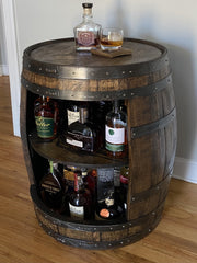 Whiskey Barrel Liquor Cabinet | Handcrafted from an Authentic Whiskey Barrel | Personalization Available