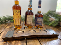 Glencairn Whiskey Flight Tray, Made from a Whiskey Barrel Stave - 3 Glass | Personalization Available