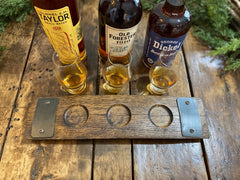 Glencairn Whiskey Flight Tray, Made from a Whiskey Barrel Stave - 3 Glass | Personalization Available