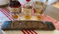 Kentucky Bourbon Trail Flight Tray, Made from an Authentic Whiskey/Bourbon Barrel Stave - 3 Glass