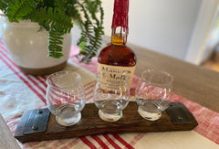 Kentucky Bourbon Trail Flight Tray, Made from an Authentic Whiskey/Bourbon Barrel Stave - 3 Glass