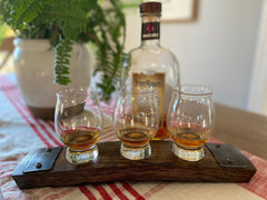 Kentucky Bourbon Trail Flight Tray, Made from an Authentic Whiskey/Bourbon Barrel Stave - 3 Glass