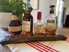 Kentucky Bourbon Trail Flight Tray, Made from an Authentic Whiskey/Bourbon Barrel Stave - 4 Glass