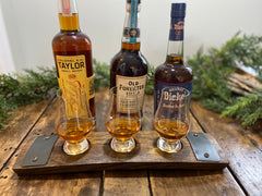 Glencairn Whiskey Flight Tray, Made from a Whiskey Barrel Stave - 3 Glass | Personalization Available