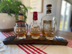 Kentucky Bourbon Trail Flight Tray, Made from an Authentic Whiskey/Bourbon Barrel Stave - 3 Glass