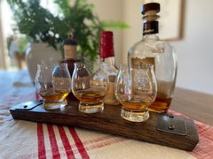 Kentucky Bourbon Trail Flight Tray, Made from an Authentic Whiskey/Bourbon Barrel Stave - 3 Glass