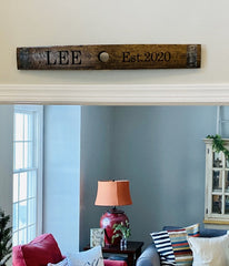 Whiskey Barrel Bung Stave Sign | Wedding Gift | Rustic Home Decor | Family Name Sign
