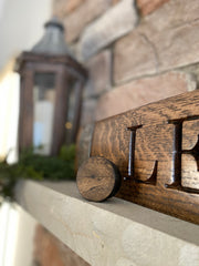 Personalized Whiskey Barrel Bung Stave, Rustic Home Decor, Family Name Sign