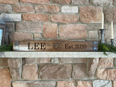 Personalized Whiskey Barrel Bung Stave, Rustic Home Decor, Family Name Sign