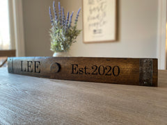Whiskey Barrel Bung Stave Sign | Wedding Gift | Rustic Home Decor | Family Name Sign