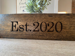 Personalized Whiskey Barrel Bung Stave, Rustic Home Decor, Family Name Sign