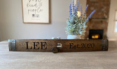 Personalized Whiskey Barrel Bung Stave, Rustic Home Decor, Family Name Sign