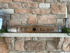 Personalized Whiskey Barrel Bung Stave, Rustic Home Decor, Family Name Sign