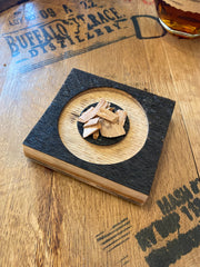 Smoked Cocktail Kit - Made From Authentic Whiskey Barrel Stave - Includes Hickory, Maple and Apple Smoking Chips