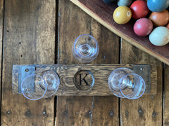 Glencairn Whiskey Flight Tray, Made from a Whiskey Barrel Stave - 3 Glass | Personalization Available