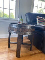 End Table Made from Authentic Whiskey Barrel
