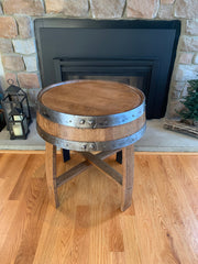 End Table Made from Authentic Whiskey Barrel