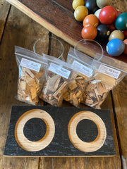 Double Smoking Tray made from Authentic Whiskey Barrel Stave, with Whiskey Glasses and Smoking Chips