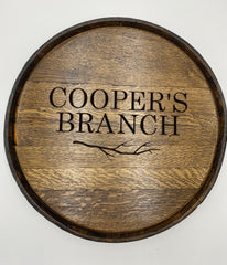 Lazy Susan Made from Reclaimed Whiskey Bourbon Barrel Head || Personalization Available || Housewarming Gift || Wedding Gift