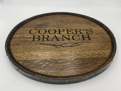 Lazy Susan Made from Reclaimed Whiskey Bourbon Barrel Head || Personalization Available || Housewarming Gift || Wedding Gift