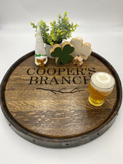 Lazy Susan Made from Reclaimed Whiskey Bourbon Barrel Head || Personalization Available || Housewarming Gift || Wedding Gift