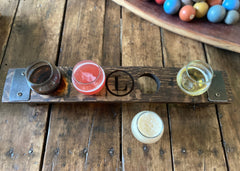 Personalized Beer Flight Made From Authentic Whiskey Barrel Stave - Glasses Included