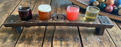 Personalized Beer Flight Made From Authentic Whiskey Barrel Stave - Glasses Included