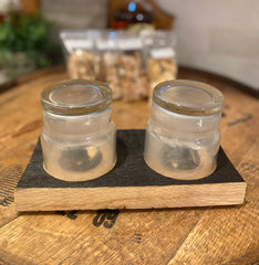 Double Smoking Tray made from Authentic Whiskey Barrel Stave, with Whiskey Glasses and Smoking Chips