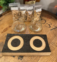 Double Smoking Tray made from Authentic Whiskey Barrel Stave, with Whiskey Glasses and Smoking Chips