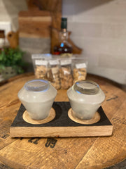 Smoked Cocktail Gift Set with Double Smoking Tray, Smoking Chips, Whiskey/Rocks Glasses & Torch | Made from Authentic Whiskey Barrel Stave