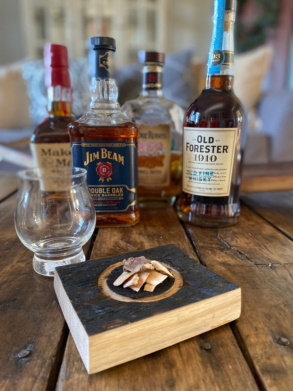 Bourbon Smoking Tray for Kentucky Bourbon Trail Glass, with Smoking Chips