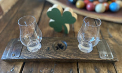 Glencairn Whiskey Flight Tray, Made from a Whiskey Barrel Stave - 3 Glass | Personalization Available