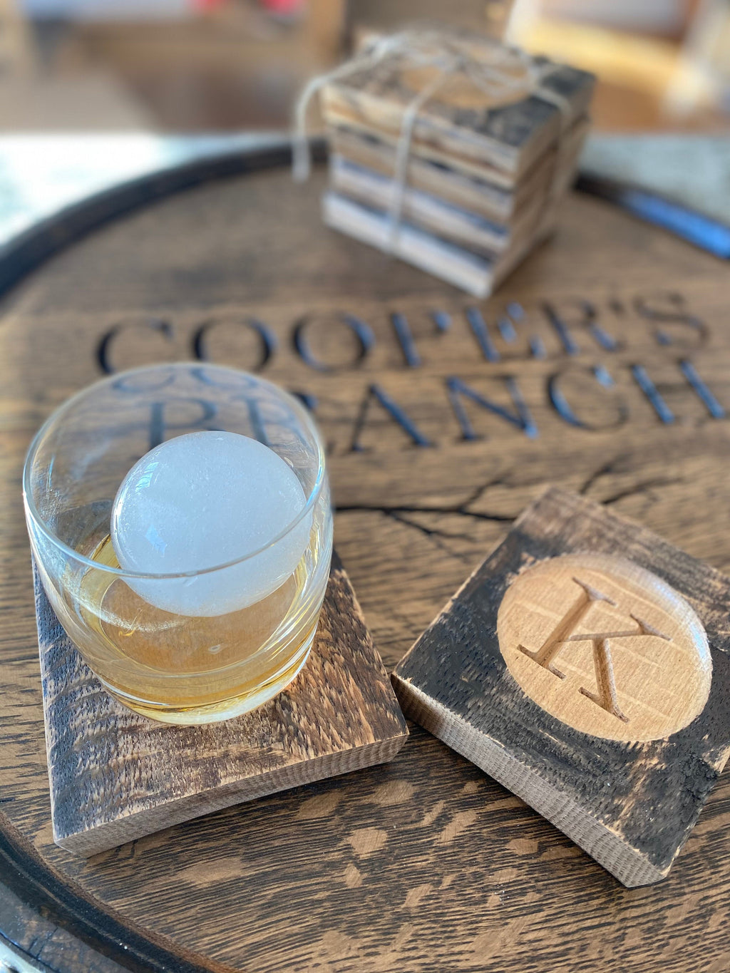 Bourbon Whiskey Themed Slate Drink Coasters - Set Of Square Gray Stone Coasters
