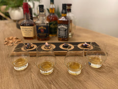 Smoked Cocktail Smoking Tray made from Authentic Whiskey Barrel Head with Whiskey Glasses and Smoking Chips || Unique Piece