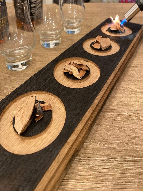 Smoked Cocktail Smoking Tray made from Authentic Whiskey Barrel Head, with  Smoking Chips