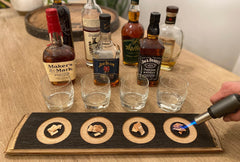 Smoked Cocktail Smoking Tray made from Authentic Whiskey Barrel Head with Whiskey Glasses and Smoking Chips || Unique Piece