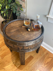 End Table Made from Authentic Whiskey Barrel