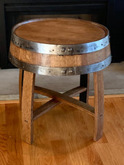 End Table Made from Authentic Whiskey Barrel