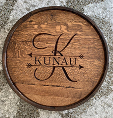 Lazy Susan Made from Reclaimed Whiskey Bourbon Barrel Head || Personalization Available || Housewarming Gift || Wedding Gift