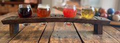 Personalized Beer Flight Made From Authentic Whiskey Barrel Stave - Glasses Included