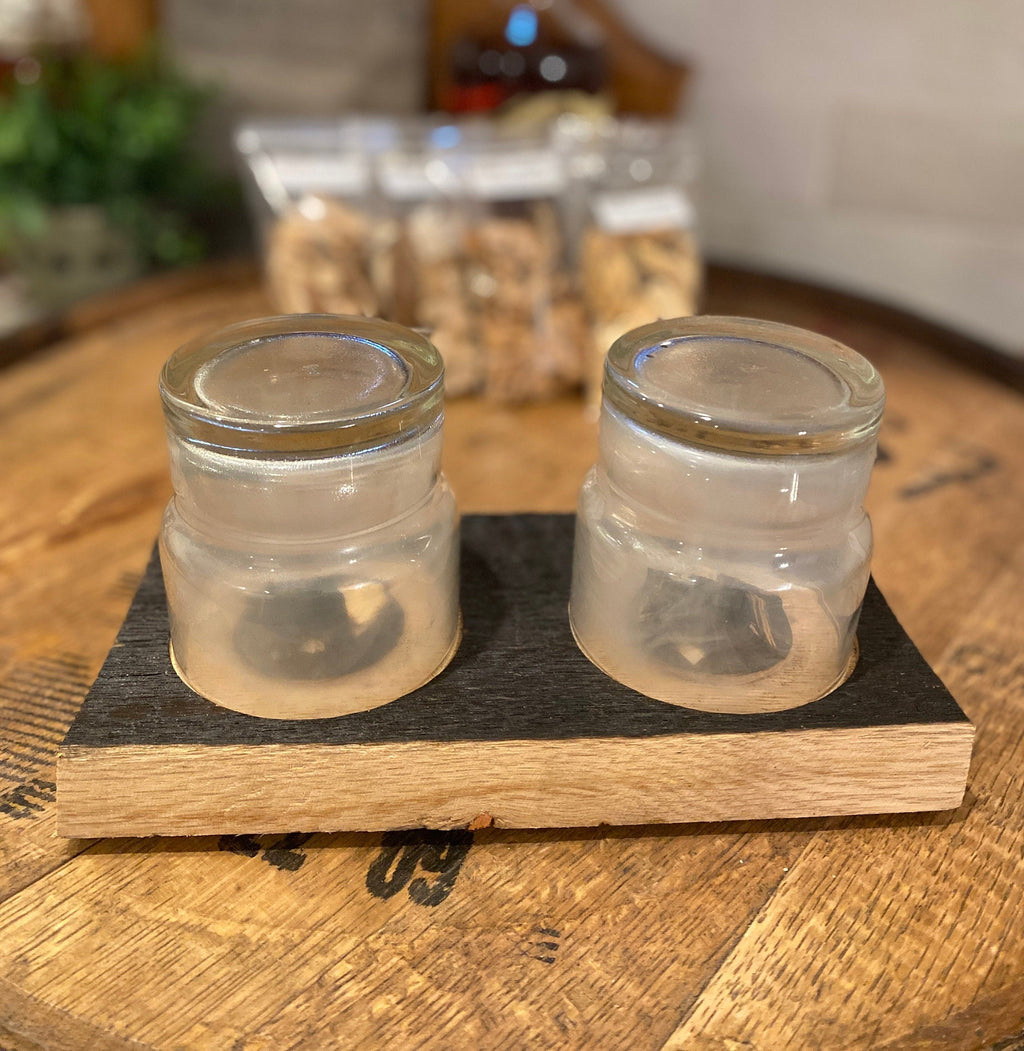 Double Smoking Tray made from Authentic Whiskey Barrel Stave, with Whiskey Glasses and Smoking Chips