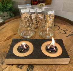 Double Smoking Tray made from Authentic Whiskey Barrel Stave, with Whiskey Glasses and Smoking Chips