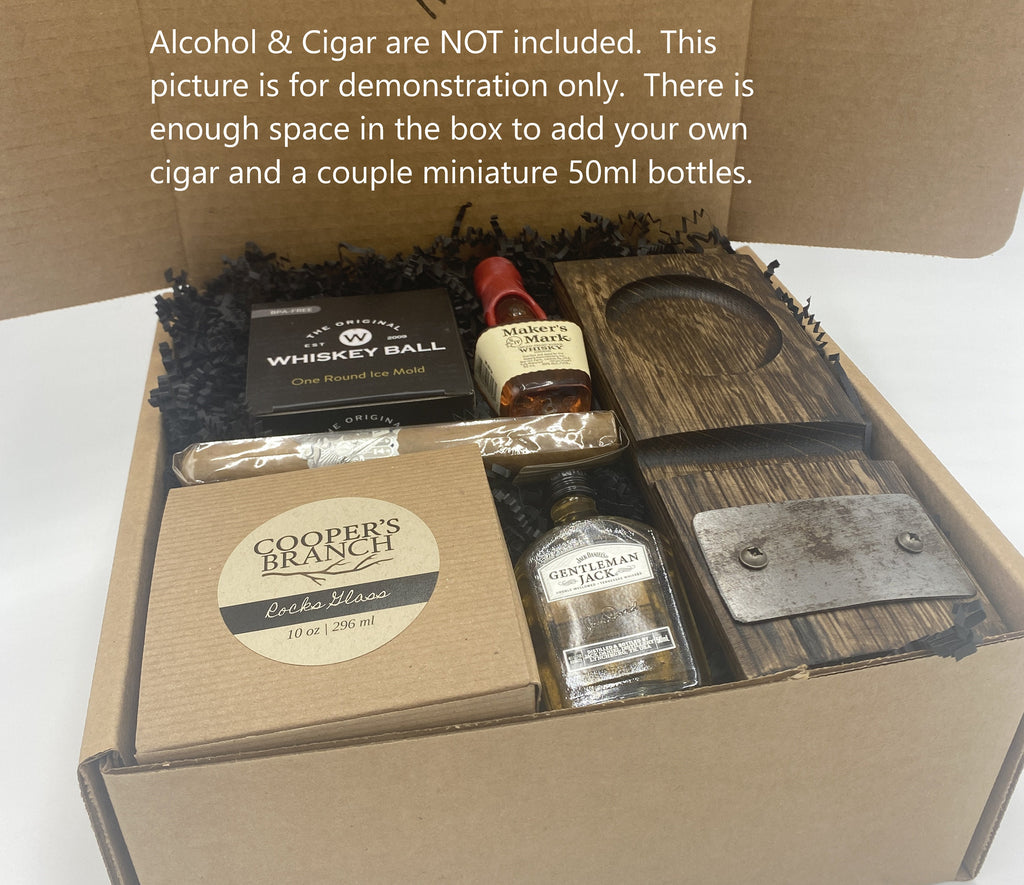 Cigar Rocks Coaster Gift Set, made from an Authentic Whiskey Barrel Stave | Groomsmen Gift | Father's Day Gift | Personalized Gift