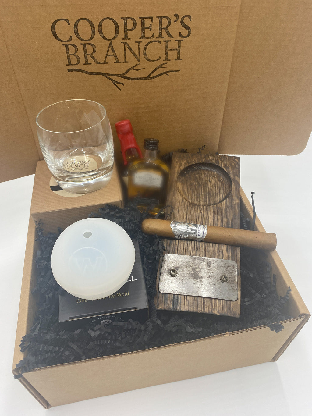 Cigar Rocks Coaster Gift Set, made from an Authentic Whiskey Barrel Stave | Groomsmen Gift | Father's Day Gift | Personalized Gift